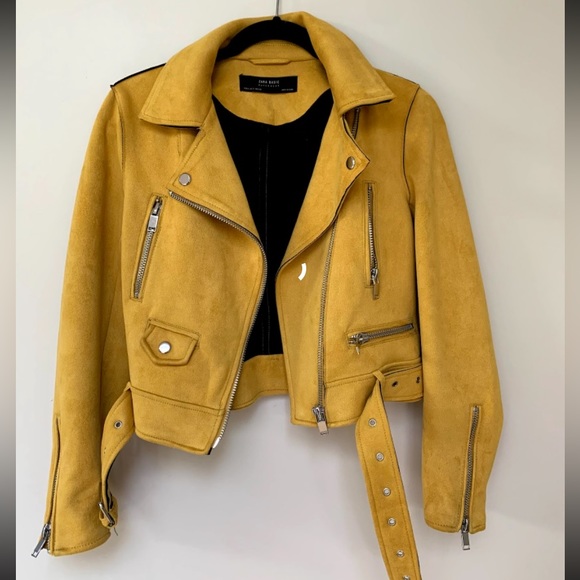 Yellow Suede Zara Motorcycle Jacket - Picture 1 of 5